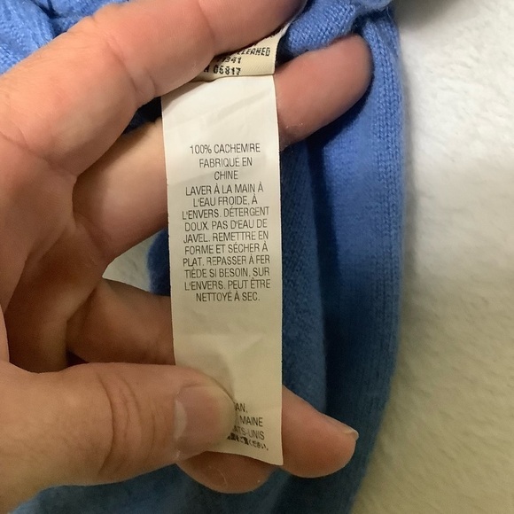 L.L. Bean 100% Cashmere Full-zip Sweater Sz Large Sky Blue - Picture 6 of 10